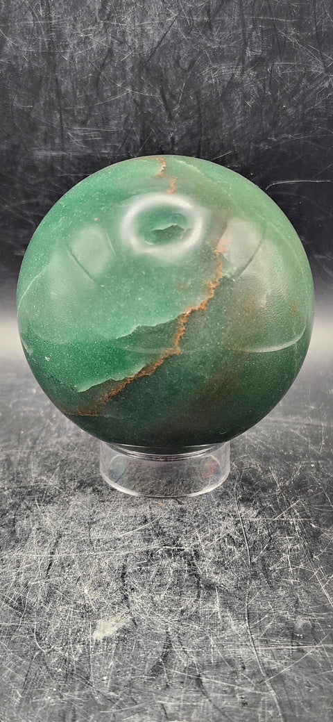 Green aventurine sphere! 67.7mm, 2.6 inches, 15.2 ounces