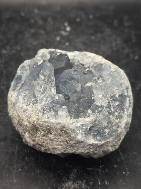 Blue calcite geode! 8 ounces, 1.8 inches long, 1.7 inches wide!