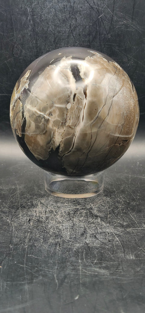 Volcanic agate sphere! 90.1mm, 3.5 inches, 2.3 pounds