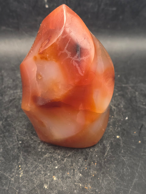 Carnelian agate flame tower! 10 ounces, 3.2 inches tall, 2.2" wide!