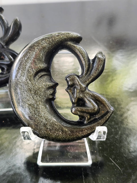 Golden obsidian moon fairy! 2 inches, 1.2 ounces