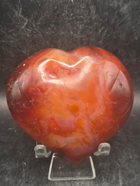 Carnelian agate heart! 7.6 ounces, 3 inches wide, 2.7" tall