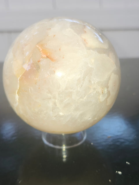 Flower agate sphere! 1.5 pounds, 75mm, 2.98 inches