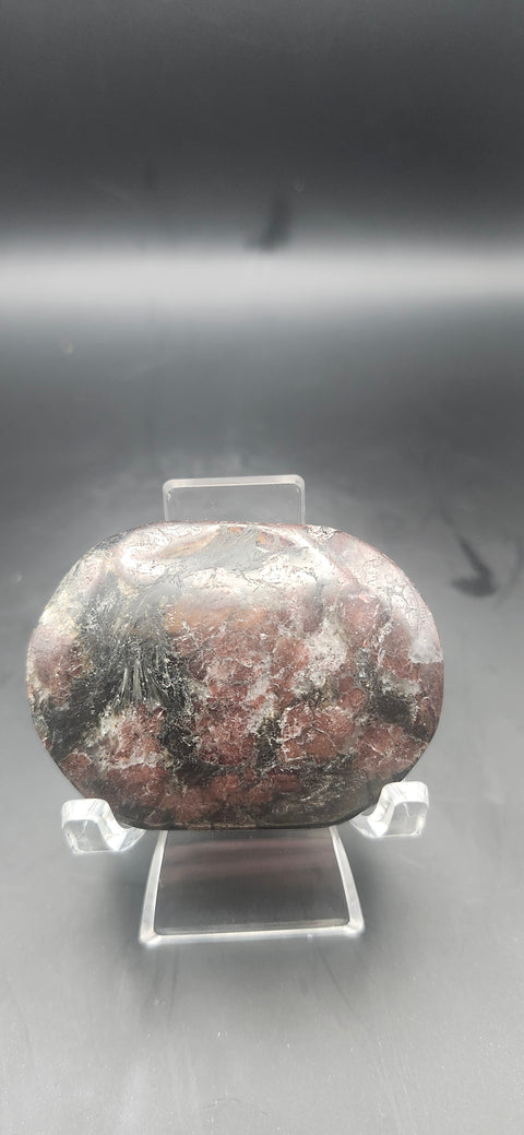 Astrophyllite garnet firework palm stone. 2.25 inches, 3 ounces