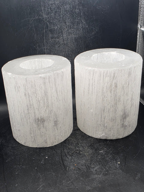 Selenite candle holder! 2.6 pounds, 3.9 inches tall, 3.3" wide