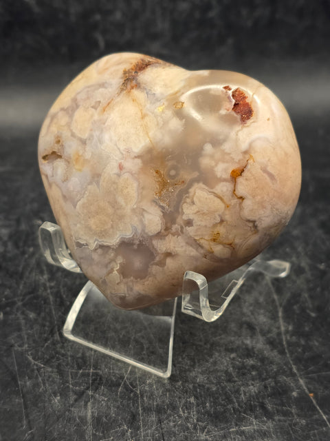Druzy Carnelian agate heart! 4.8 ounces, 2.5 inches tall, 2.3" wide