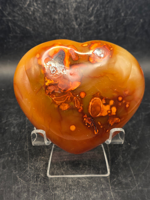 Carnelian agate heart! 3.3 inches wide, 3 inches tall