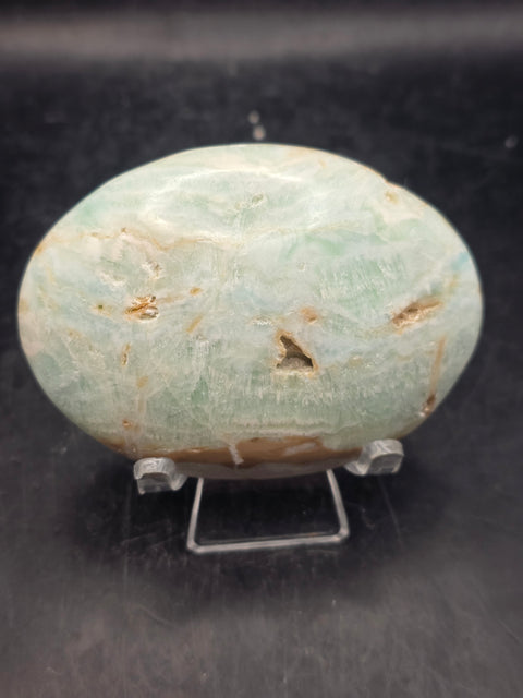 Caribbean calcite palm stone! 5.7 ounces, 3 inches long, 2.2" wide