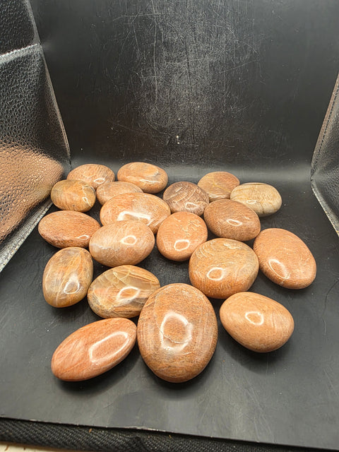 Peach moonstone palm stones! Set of 2! 1.5 inch to 2.7 inch