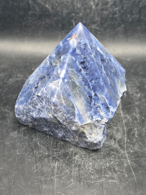 Sodalite polished top point! 12.2 ounces, 3.2 inches tall, 3" wide