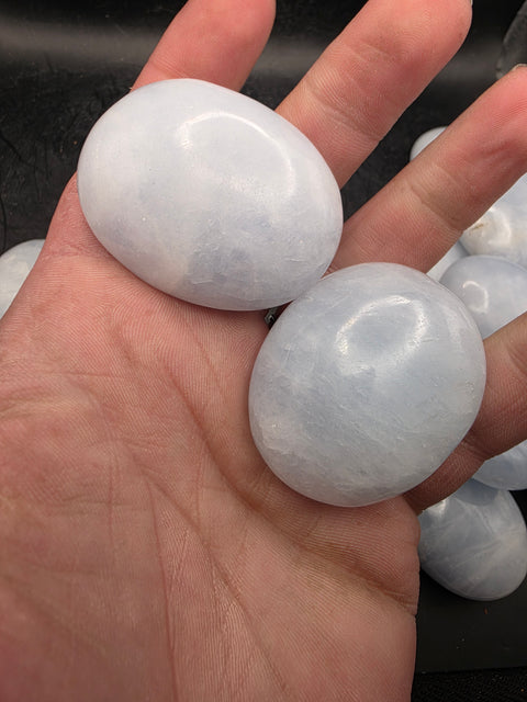 Blue calcite palm stone! 1.6 too 1.9 inches