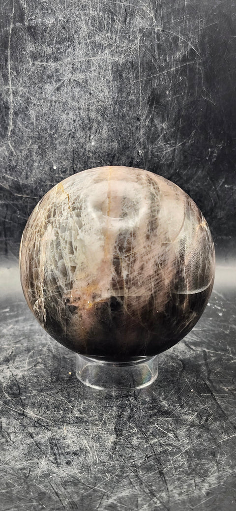 Black moonstone sphere! 73mm, 2.8 inches, 1.2 pounds
