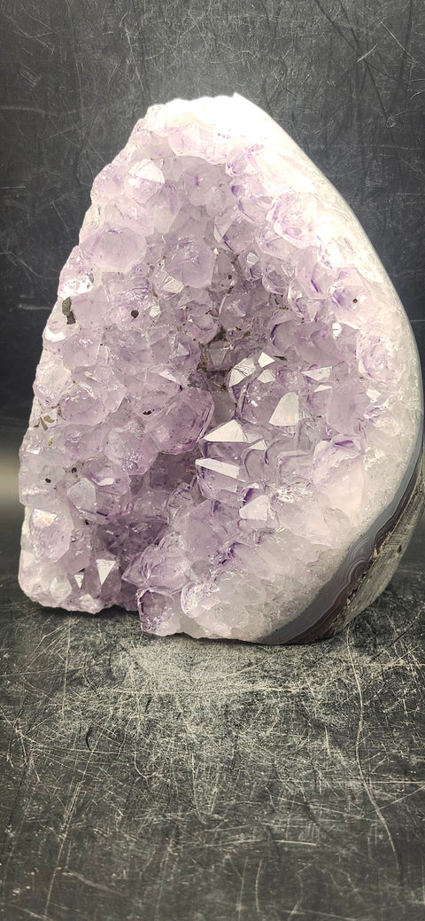 Amethyst cut base free form! 1.13 pounds, 4.5 inches tall, 3.3 wide