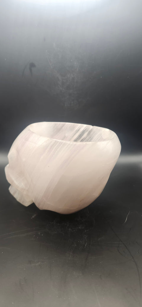 Striped Calcite skull offering bowl. 2.8 pounds, 5 by 4 by 3 inches