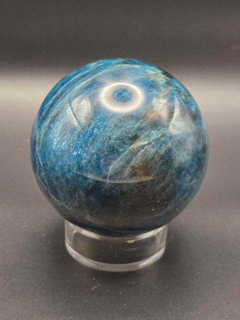 Blue apatite sphere! 72.3mm, 2.8 inches, 1.6 pounds