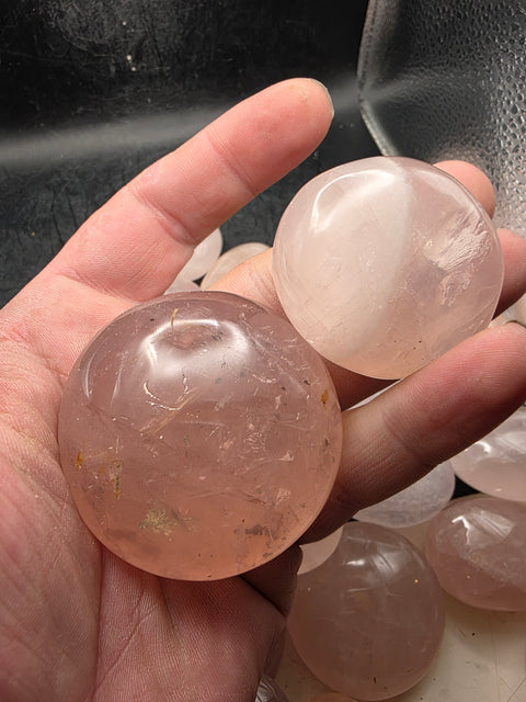 Rose quartz palm stones! Set of 2!!  1.5 to 2.6 inches