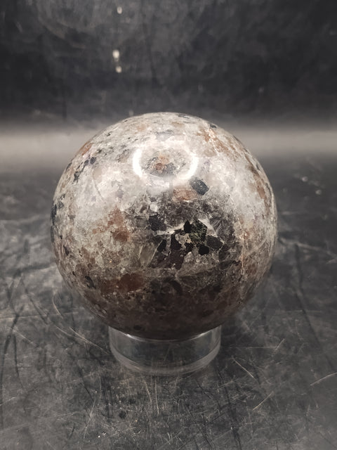 Flame stone sphere "yooperlite" 58mm, 2.2 inches, 9.6 ounces!