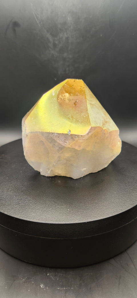 Angel aura citrine polished top point. 8.2 ounces!