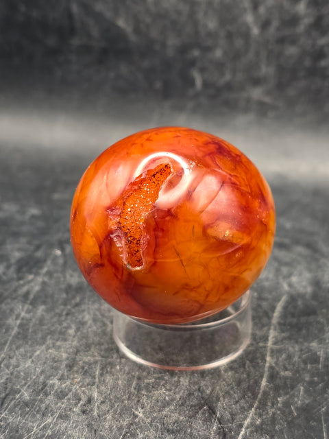 Druzy Carnelian agate egg! 4.5 ounces, 2 inches tall, 1.6" wide