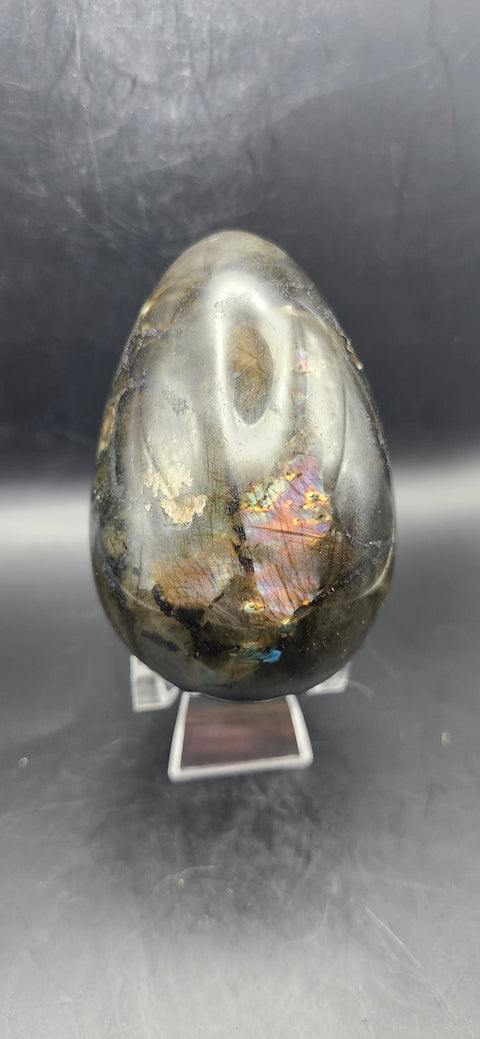 14.8 ounce, 3.5 inch purple flash Labradorite egg