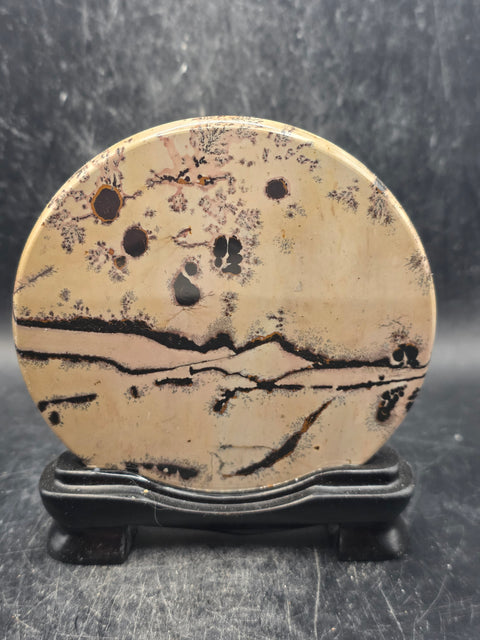 Natural picture jasper slab with stand! 4.8 ounces,  3.5 inches wide