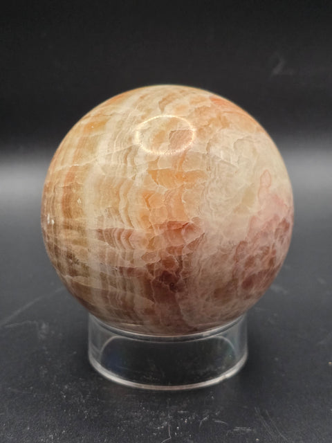 Striped calcite sphere! 67.6mm, 2.6 inches, 15.5 ounces