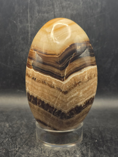 Chocolate calcite lingam! 1.6 pounds, 4.2 inches tall, 2.5" wide!