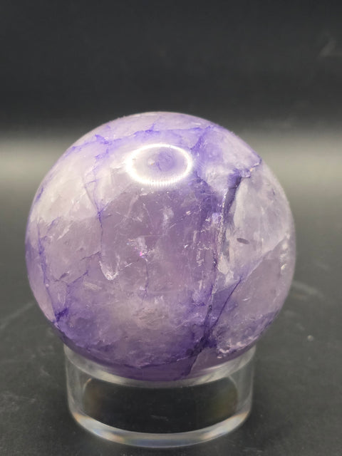 Purple crackle quartz sphere! 60.8mm, 2.3 inches, 11.2 ounces