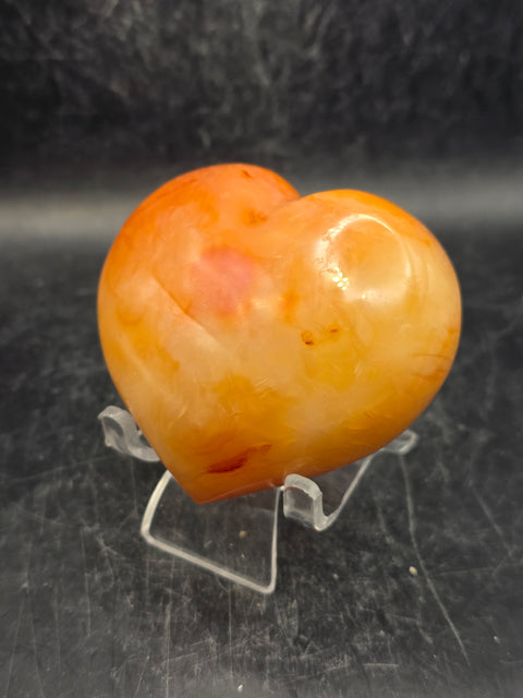 Carnelian agate heart! 2.7 inches wide, 2.4 inches tall
