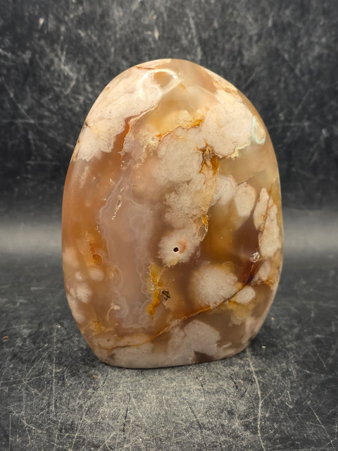 Flower agate free form! 13 ounces, 3.4 inches tall, 2.8" wide
