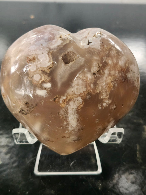 Flower agate heart! 10 ounces, 75mm wide, 69mm tall, 42mm thick