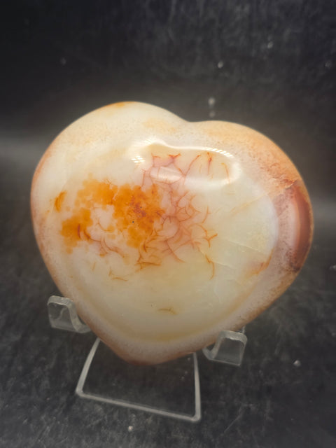 Carnelian agate heart! 12.3 ounces, 3.3 inches wide, 3" tall
