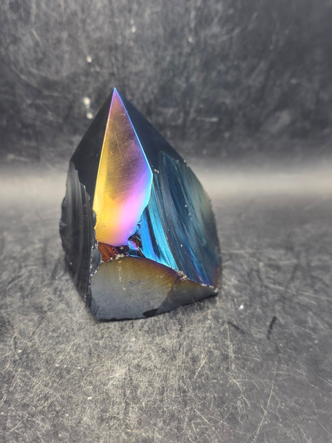Titanium obsidian polished top point! 2.8 inches tall, 8 ounces!