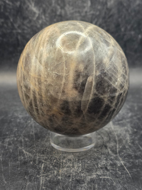 Black moonstone sphere! 73.5mm, 2.8 inches, 1.2 pounds